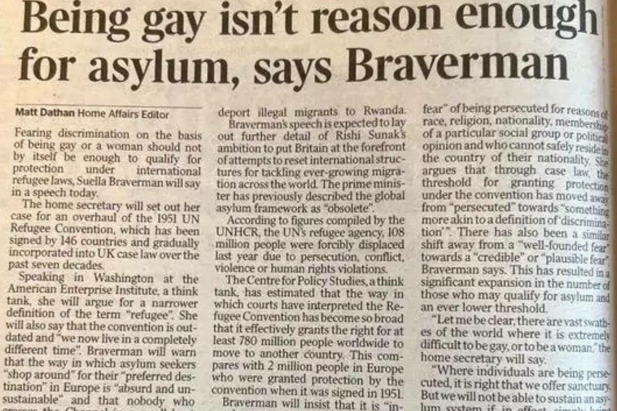 Being gay isn't reason enough for asylum says braveman.
